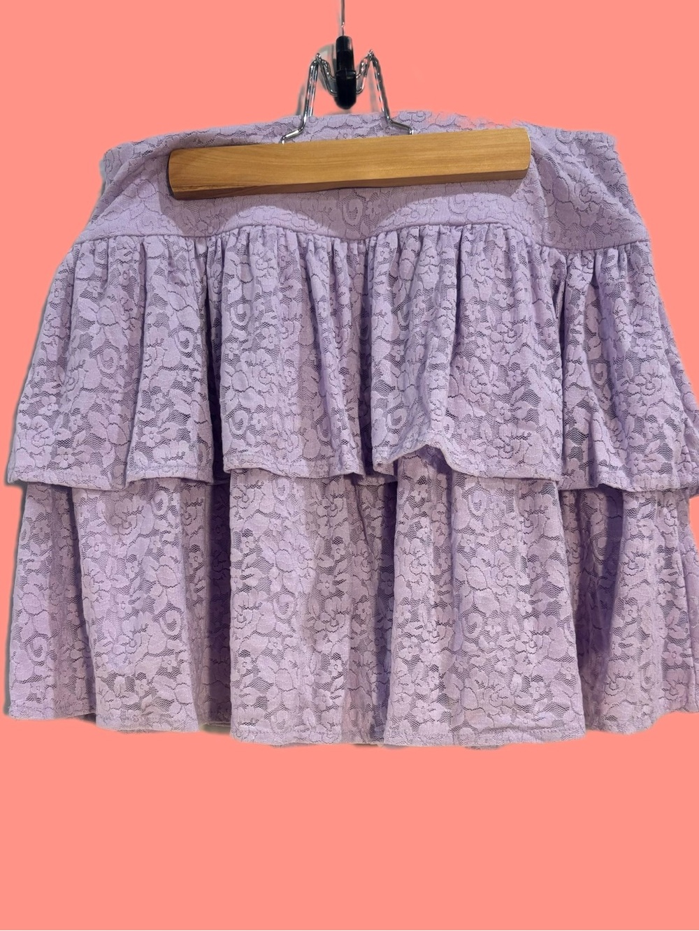 Lavender Lace Tiered Mini Skirt